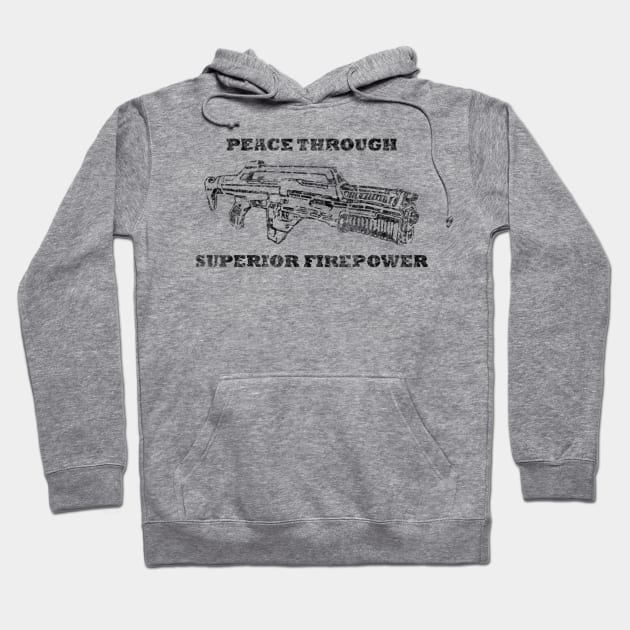 Peace through Superior Firepower Aliens Hoodie by issaeleanor